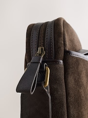 Chocolate Brown Suede Cross-Body Bag - Image 7 of 9