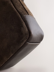 Chocolate Brown Suede Cross-Body Bag - Image 8 of 9