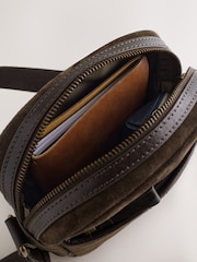 Chocolate Brown Suede Cross-Body Bag - Image 9 of 9