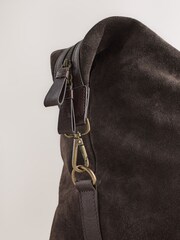 Chocolate Brown Suede Holdall - Image 7 of 9