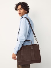 Chocolate Brown Suede Briefcase - Image 1 of 9