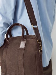 Chocolate Brown Suede Briefcase - Image 2 of 9