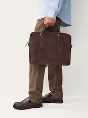Chocolate Brown Suede Briefcase - Image 3 of 9