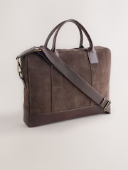 Chocolate Brown Suede Briefcase - Image 4 of 9
