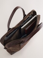 Chocolate Brown Suede Briefcase - Image 9 of 9