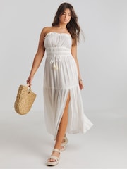 Simply Be White Beach To Beach Bandeau Maxi Dress - Image 1 of 4