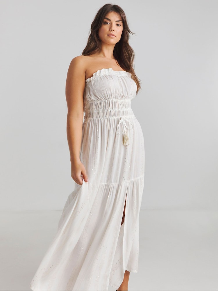 Simply Be White Beach To Beach Bandeau Maxi Dress - Image 4 of 4