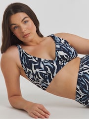 JD Williams Blue Magisculpt Lose Up To An Inch Plunge Bikini Top - Image 1 of 4