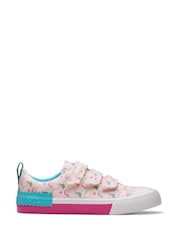 Clarks Unicorn Narrow Fit  (E) Kids Foxing Canvas Trainers - Image 1 of 7