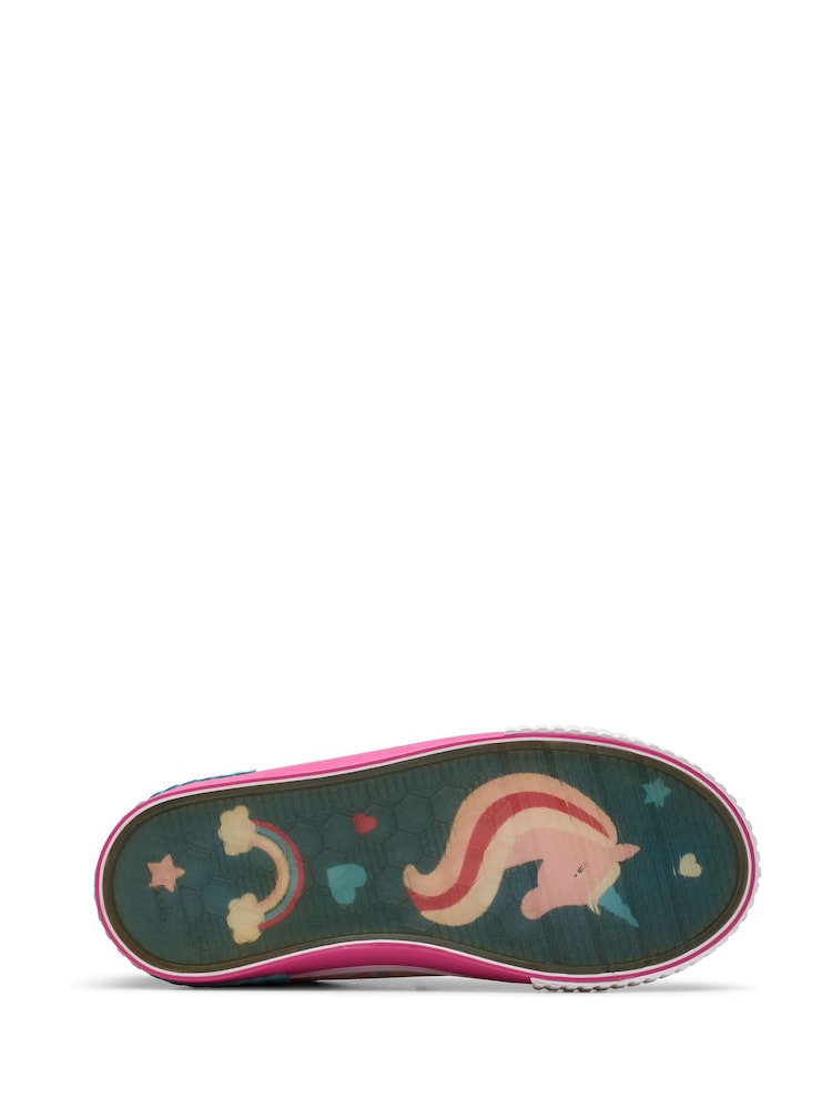 Clarks Unicorn Narrow Fit  (E) Kids Foxing Canvas Trainers - Image 7 of 7
