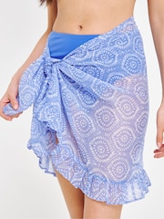 JD Williams Blue/White 2 Pack Value Mini Beach Sarongs - Image 4 of 4