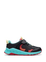 Clarks Black Blue Kids Selva Hero Shoes - Image 1 of 8