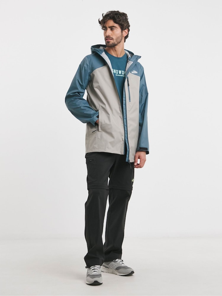 Snowdonia Blue Waterproof Colour Block Hooded Jacket - Image 4 of 4