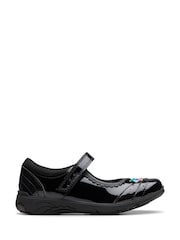 Clarks Black Narrow Fit  (E) Patent Relda Spark Kid Shoes - Image 1 of 8