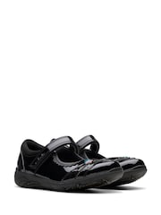 Clarks Black Narrow Fit  (E) Patent Relda Spark Kid Shoes - Image 4 of 8