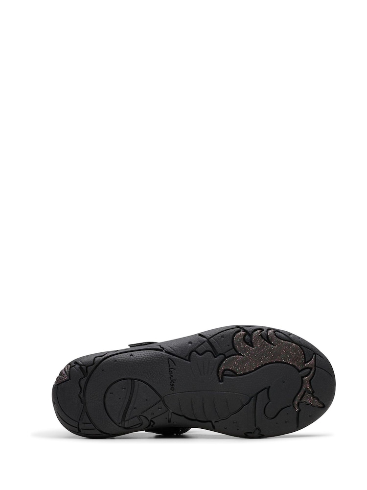 Clarks Black Narrow Fit  (E) Patent Relda Spark Kid Shoes - Image 8 of 8