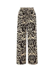 Yumi Black Relaxed Fit Ikat Print Trousers - Image 3 of 3