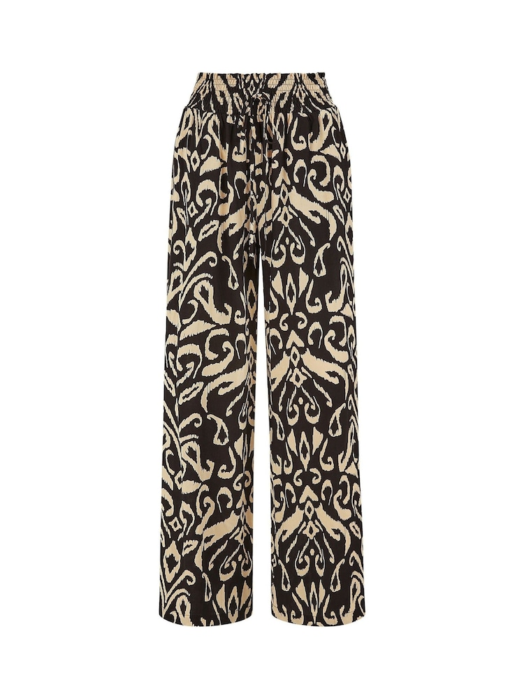 Yumi Black Relaxed Fit Ikat Print Trousers - Image 3 of 3