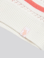 U.S. Polo Assn. White Girls Pointelle Stripe Knit 100% Cotton Jumper - Image 3 of 3