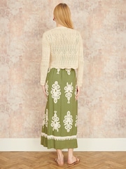 Yumi Natural Crochet Knitted Cropped Cardigan - Image 2 of 5