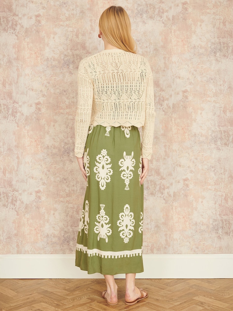 Yumi Natural Crochet Knitted Cropped Cardigan - Image 2 of 5