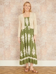 Yumi Natural Crochet Knitted Cropped Cardigan - Image 4 of 5