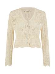 Yumi Natural Crochet Knitted Cropped Cardigan - Image 5 of 5