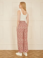 Yumi Red Relaxed Fit Geo Print Trousers - Image 3 of 4