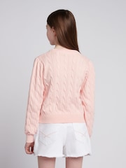 U.S. Polo Assn. Pink Girls Cable Knit 100% Cotton Jumper - Image 4 of 7