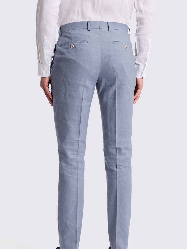 MOSS Blue Slim Fit Steel Matte Trousers - Image 2 of 3