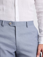 MOSS Blue Slim Fit Steel Matte Trousers - Image 3 of 3