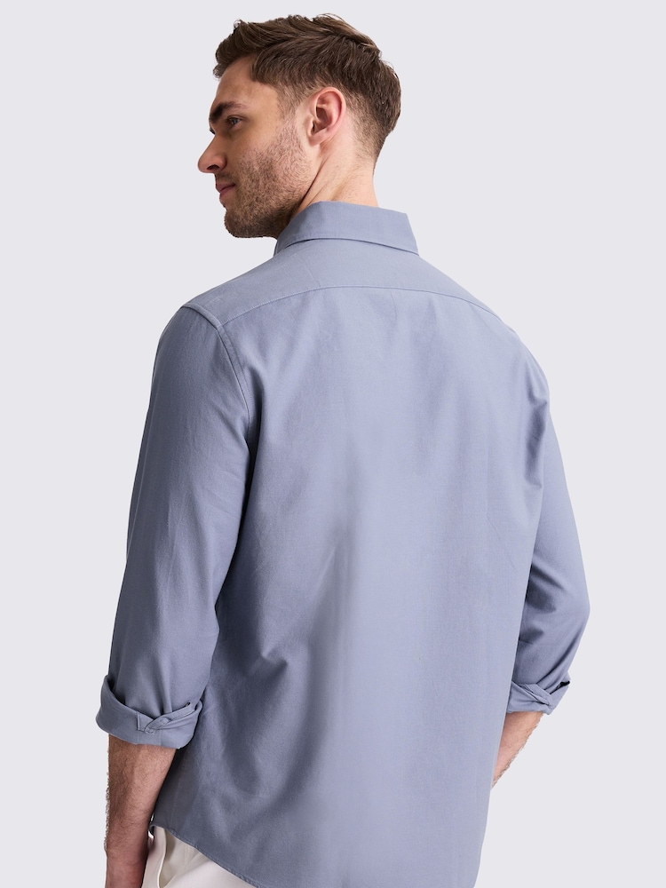 MOSS Blue Washed Oxford 100% Cotton Shirt - Image 2 of 2