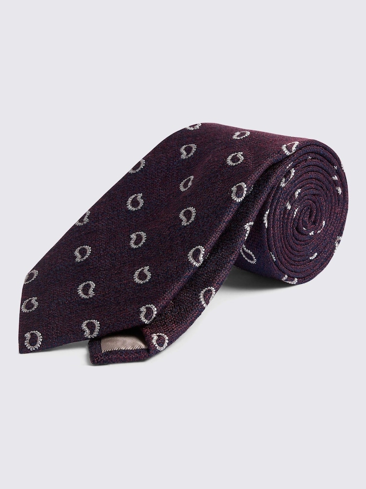 MOSS Red Burgundy Paisley Tie - Image 1 of 2