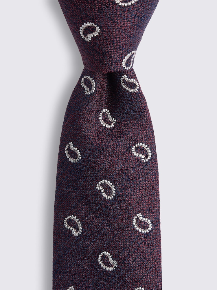 MOSS Red Burgundy Paisley Tie - Image 2 of 2