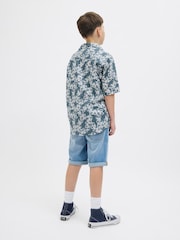 JACK & JONES Junior Grey 100% Cotton Printed Short Sleeve Summer Shirt - Image 2 of 5