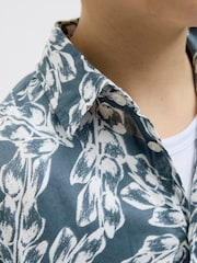 JACK & JONES Junior Grey 100% Cotton Printed Short Sleeve Summer Shirt - Image 4 of 5