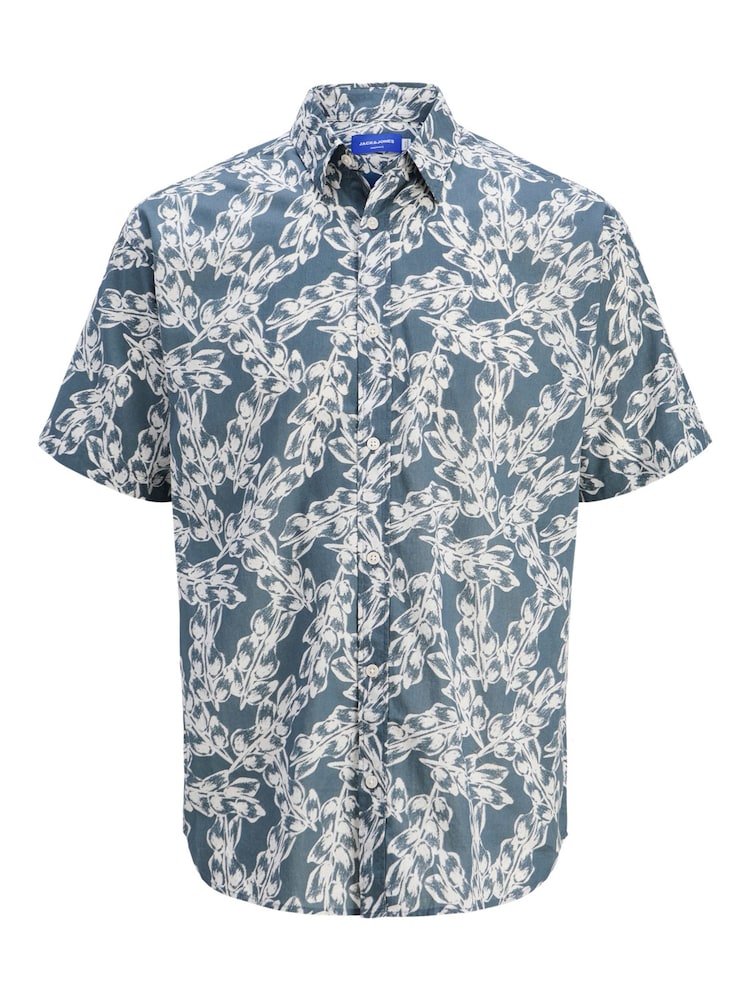 JACK & JONES Junior Grey 100% Cotton Printed Short Sleeve Summer Shirt - Image 5 of 5