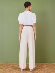 Yumi White Pleated Short Sleeve 100% Cotton Shirt - Image 4 of 5