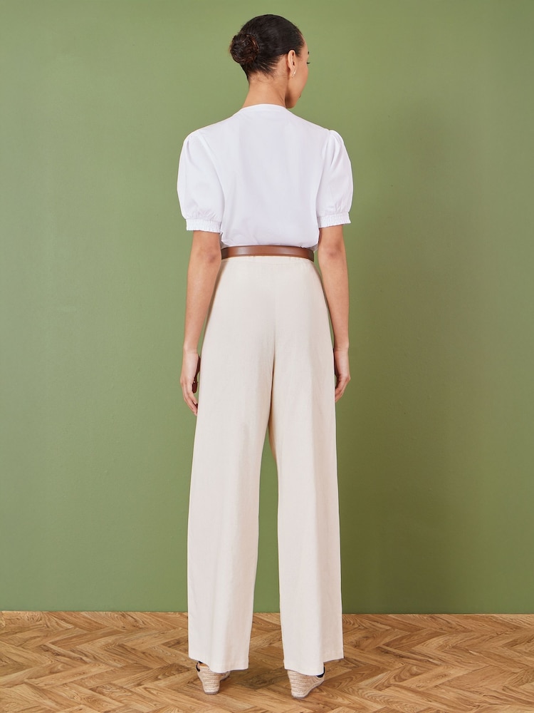 Yumi White Pleated Short Sleeve 100% Cotton Shirt - Image 4 of 5