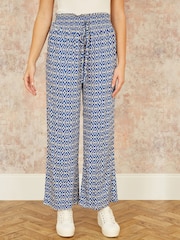 Yumi Blue Relaxed Fit Geo Print Trousers - Image 2 of 4