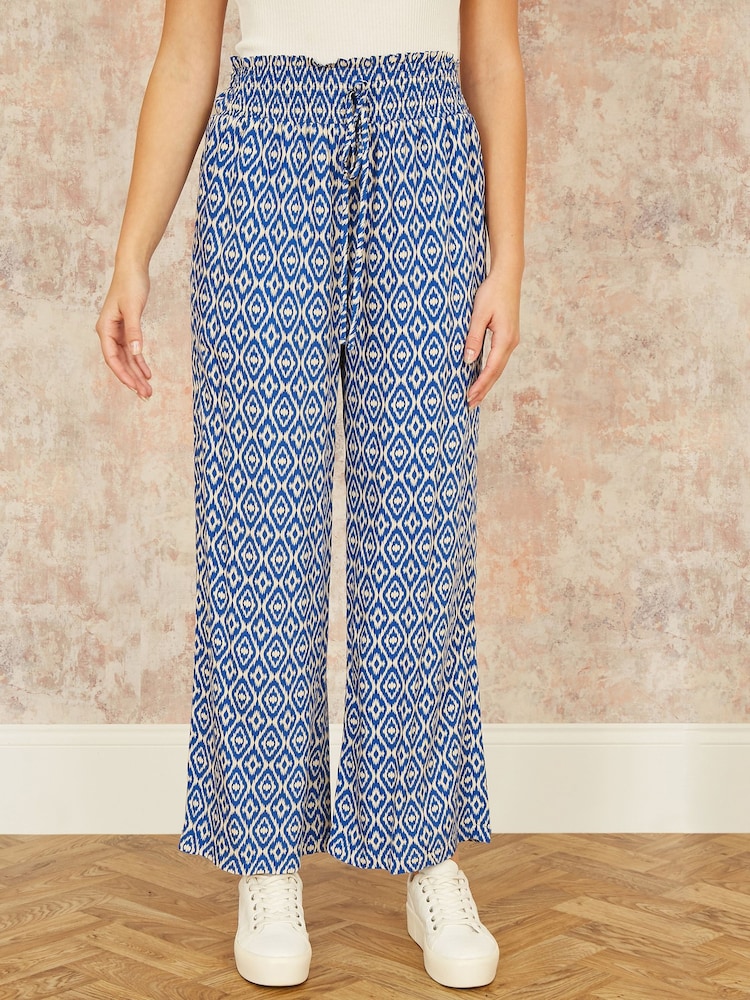 Yumi Blue Relaxed Fit Geo Print Trousers - Image 2 of 4