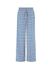 Yumi Blue Relaxed Fit Geo Print Trousers - Image 4 of 4