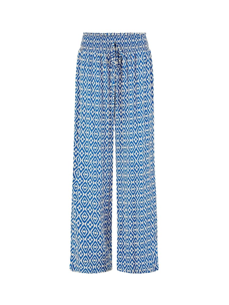 Yumi Blue Relaxed Fit Geo Print Trousers - Image 4 of 4