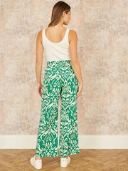 Yumi Green Relaxed Fit Ikat Print Trousers - Image 3 of 4