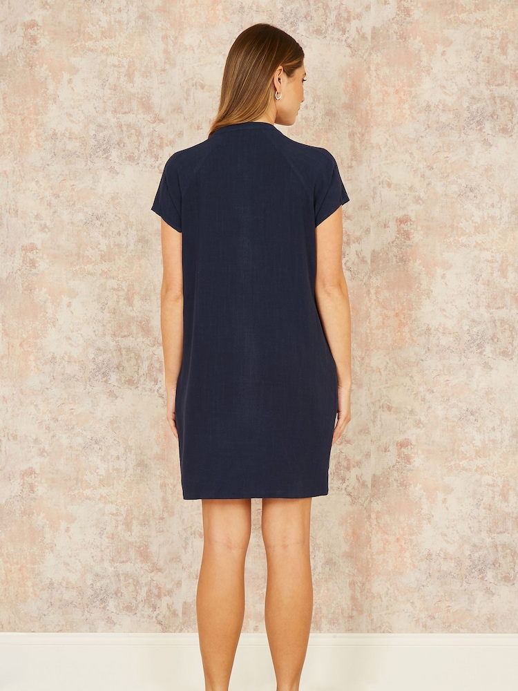 Yumi Blue Viscose Zip Tunic Dress - Image 3 of 4