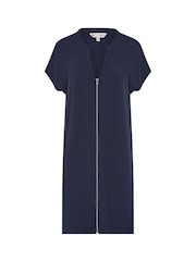 Yumi Blue Viscose Zip Tunic Dress - Image 4 of 4