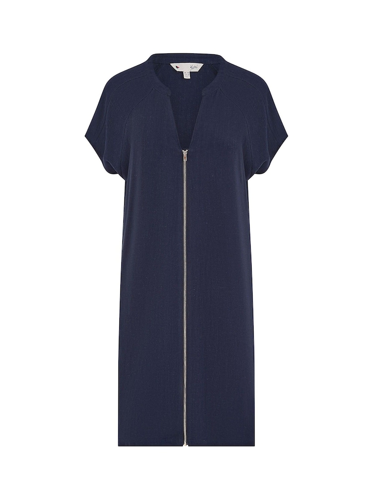 Yumi Blue Viscose Zip Tunic Dress - Image 4 of 4
