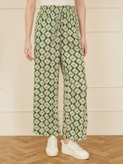 Yumi Green Relaxed Fit Geo Print Trousers - Image 2 of 4