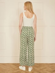 Yumi Green Relaxed Fit Geo Print Trousers - Image 3 of 4