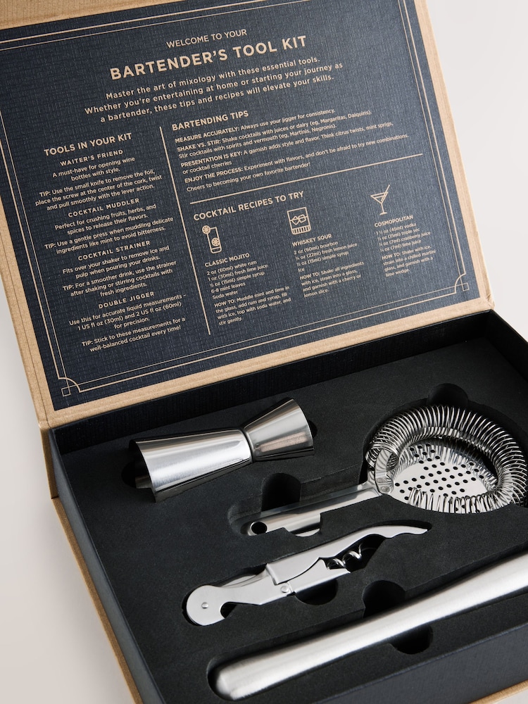 Silver Bartenders Tool Kit Gift Set - Image 2 of 3 Silver Bartenders Tool Kit Gift Set - Image 2 of 3